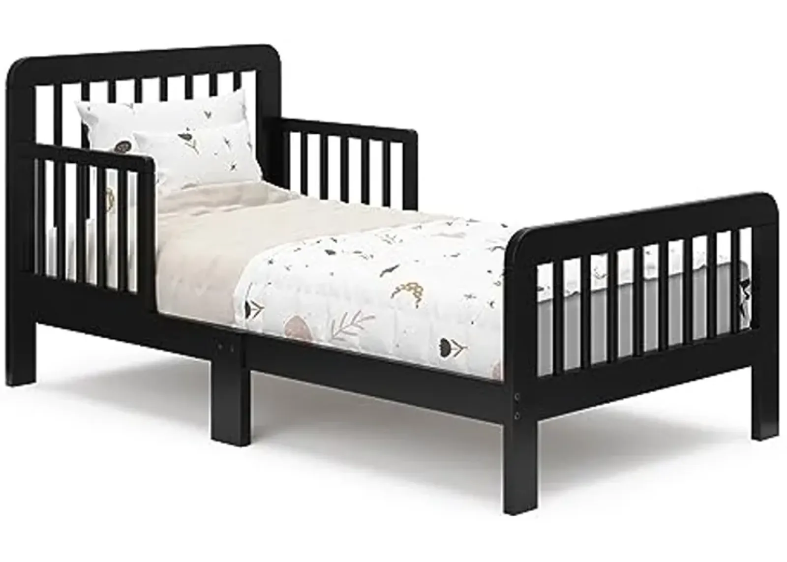 Storkcraft Pasadena Toddler Bed (Black) - GREENGUARD Gold Certified, Fits Standard Full-Size Crib & Toddler Mattress, Toddler Safety Guardrails Included, Complete Design with Footboard