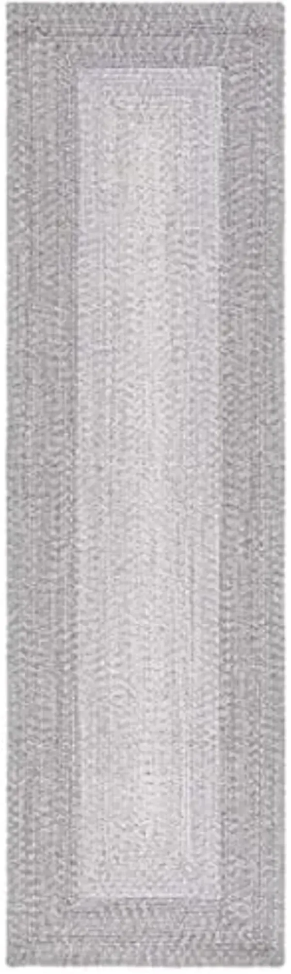 SAFAVIEH Washable Rug Outdoor Braided Collection - 2'3" x 14' Runner, Grey, Handmade & Reversible, Non-Shedding & Easy to Clean, Ideal for Patio, Backyard, Mudroom (BRA220F)