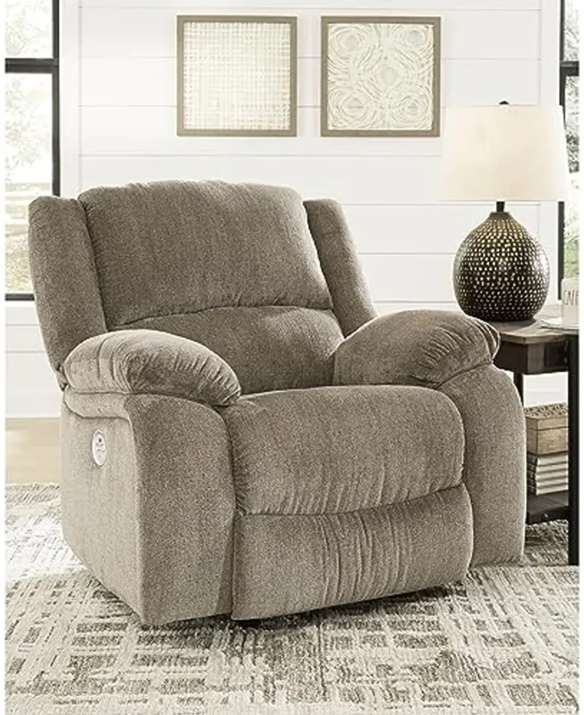 Signature Design by Ashley Draycoll Contemporary Power Rocker Recliner, Grayish Brown