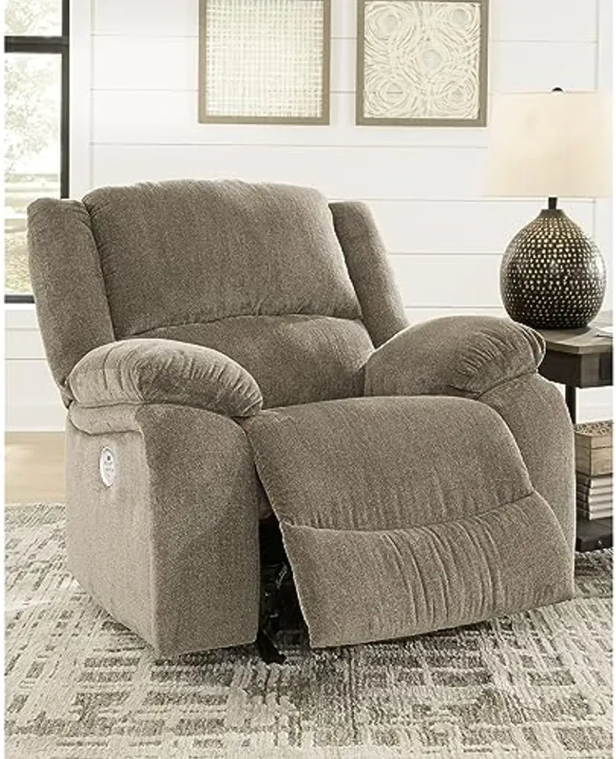 Signature Design by Ashley Draycoll Contemporary Power Rocker Recliner, Grayish Brown