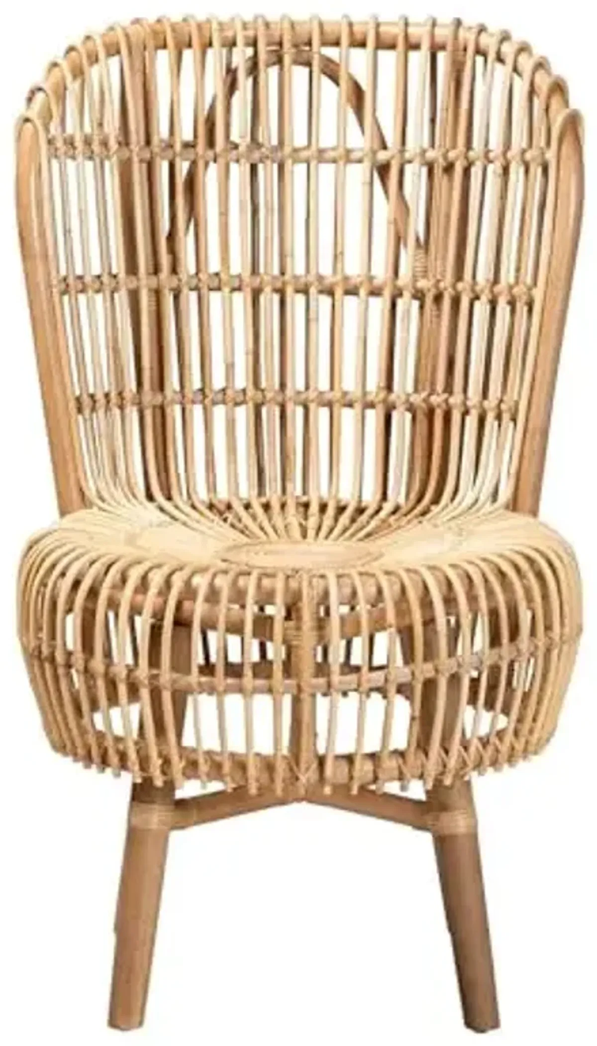 Baxton Studio Bali & pari Nagoya Natural Rattan Accent Chair, Light Honey/Natural Teak