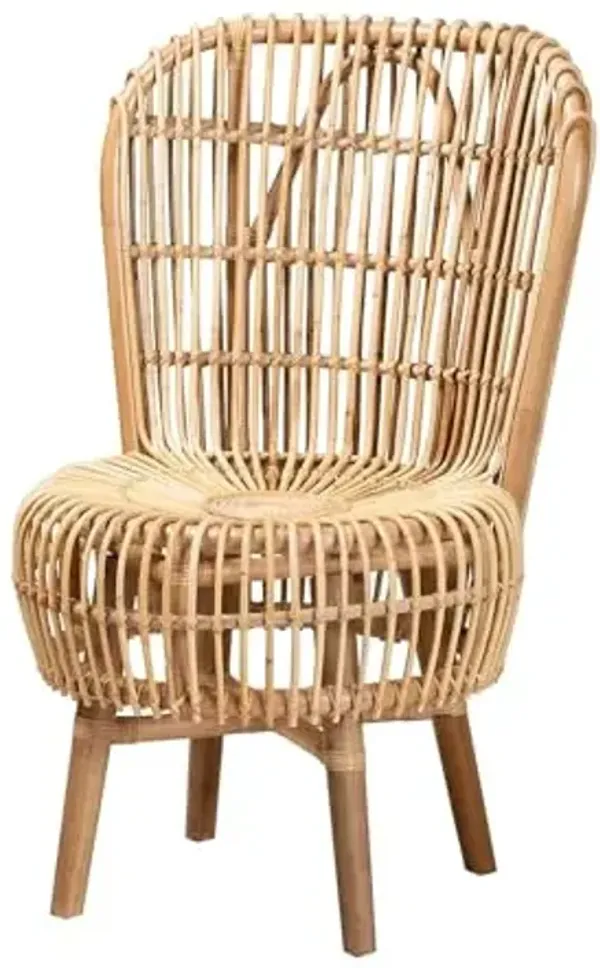 Baxton Studio Bali & pari Nagoya Natural Rattan Accent Chair, Light Honey/Natural Teak