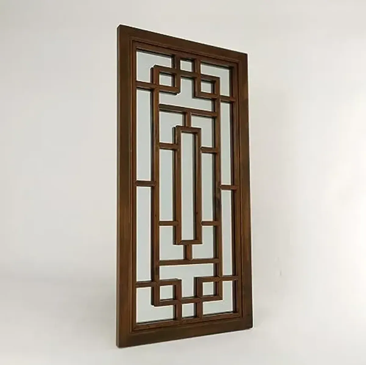 Waybon Brown Huiwen Mirror on Pine Wood Assembly Not Required 19"X1"X38" Wooden Frame