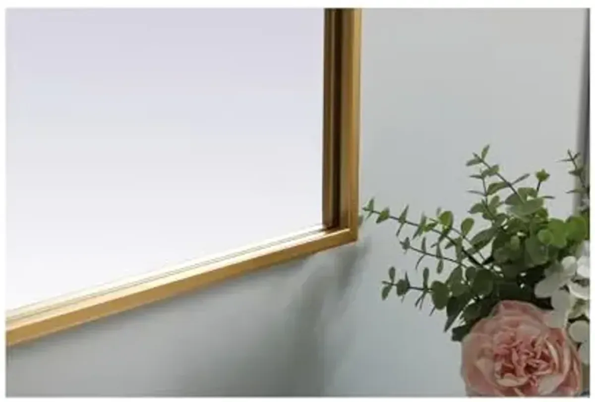 Elegant Lighting Metal Frame Arch Mirror 33x42 Inch in Brass