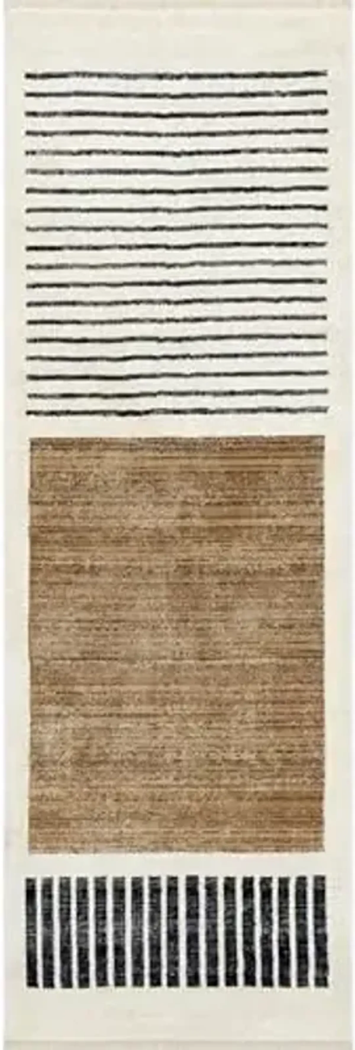 nuLOOM Fringed Performance Keeva Beige/Ivory, 2'8" x 7'10", Abstract, Soft and Cozy, High Traffic, Stain Resistant, Easy Clean, Durable Runner for Bedroom, Living Room, Dining, Den, Foyer, Entryway