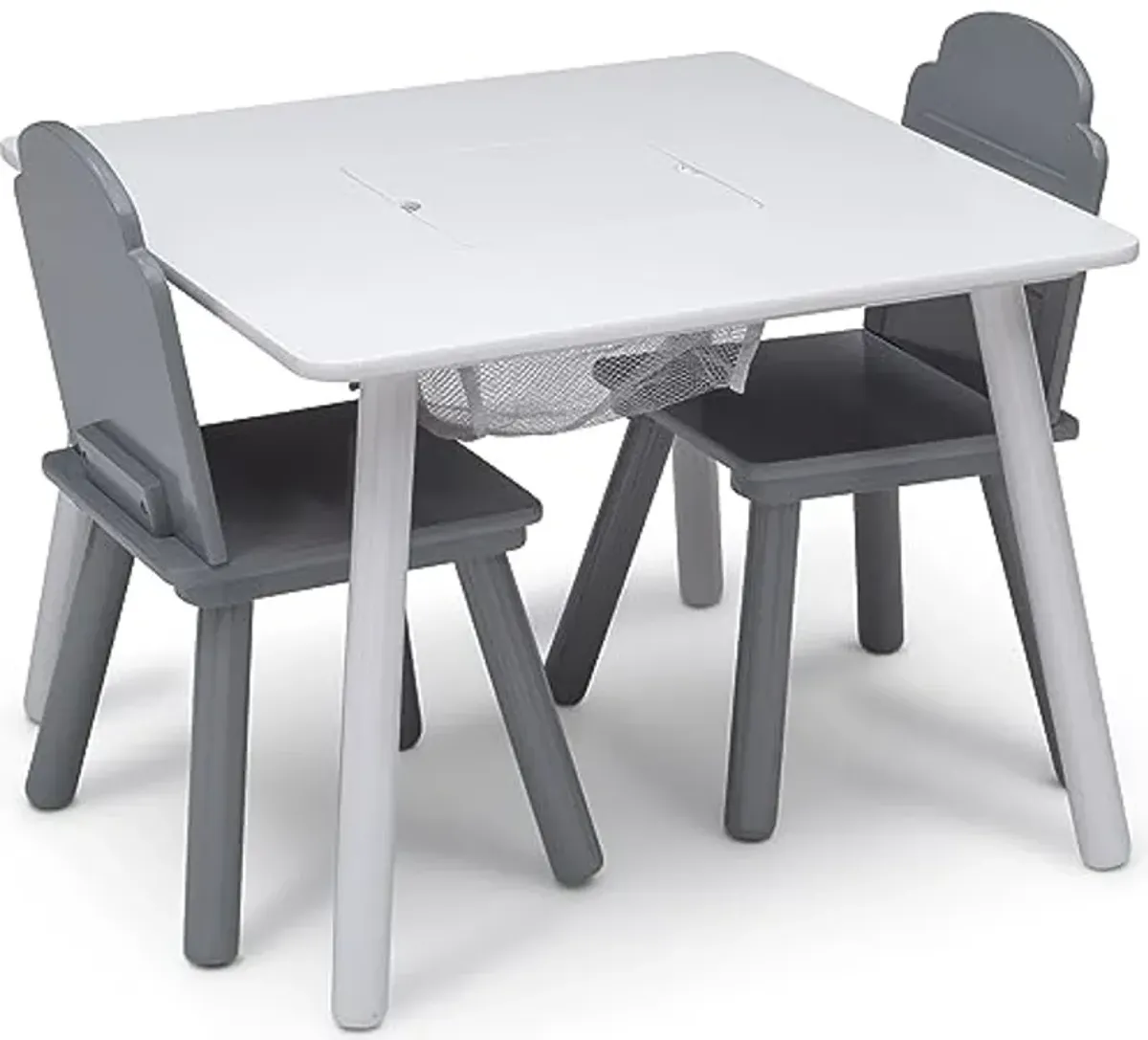 Delta Children Finn Table and Chair Set with Storage, White/Grey