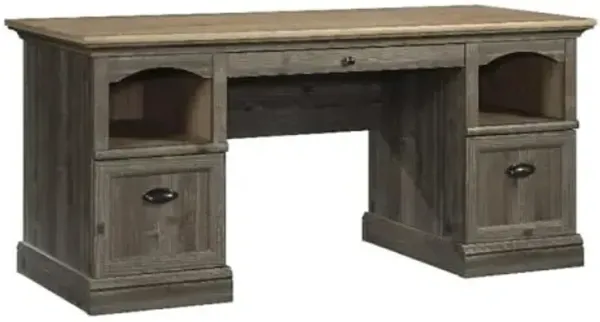 Sauder Sonnet Springs Engineered Wood Executive Desk in Pebble Pine
