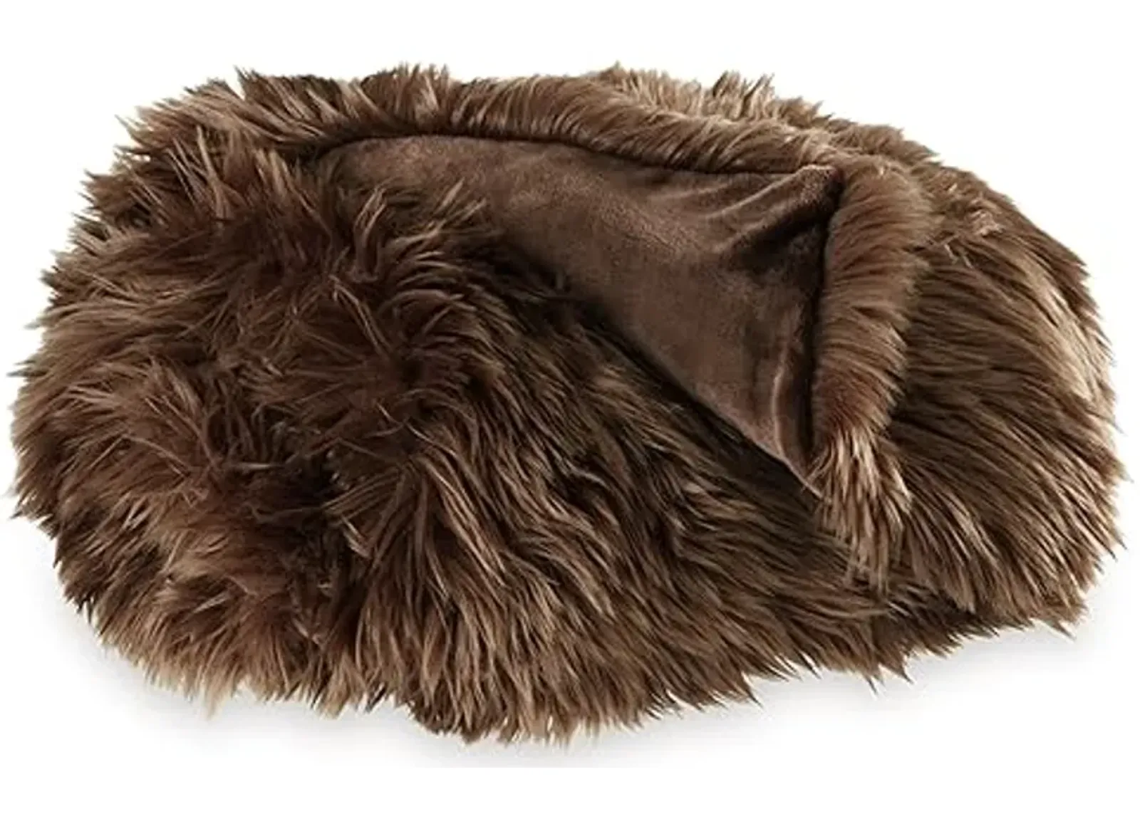 Signature Design by Ashley Bellethrone Modern Lightweight Reversible Faux Fur Throw, 50x60, Dark Brown