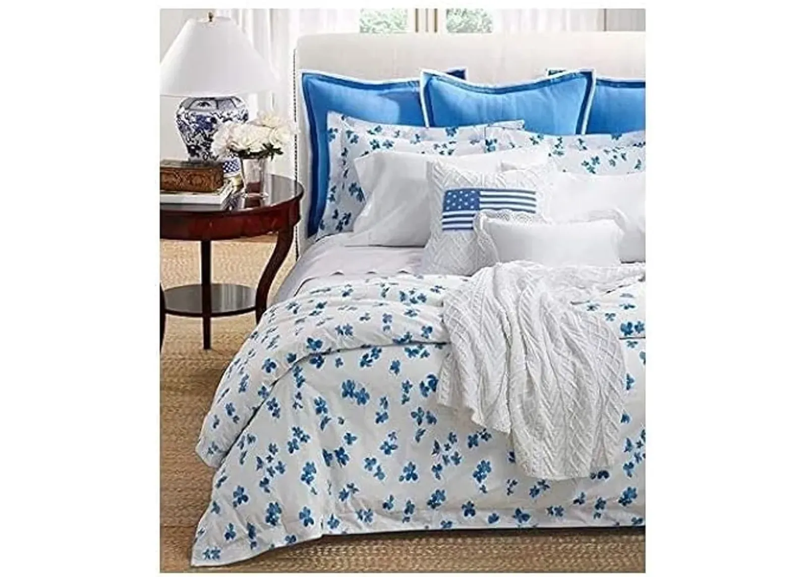 Ralph Lauren Georgica Maylen Blue White Floral King Duvet Cover