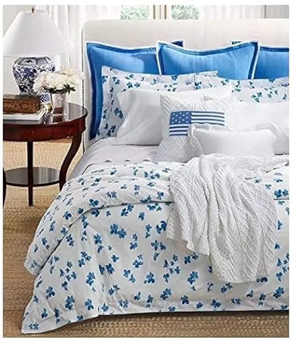 Ralph Lauren Georgica Maylen Blue White Floral King Duvet Cover