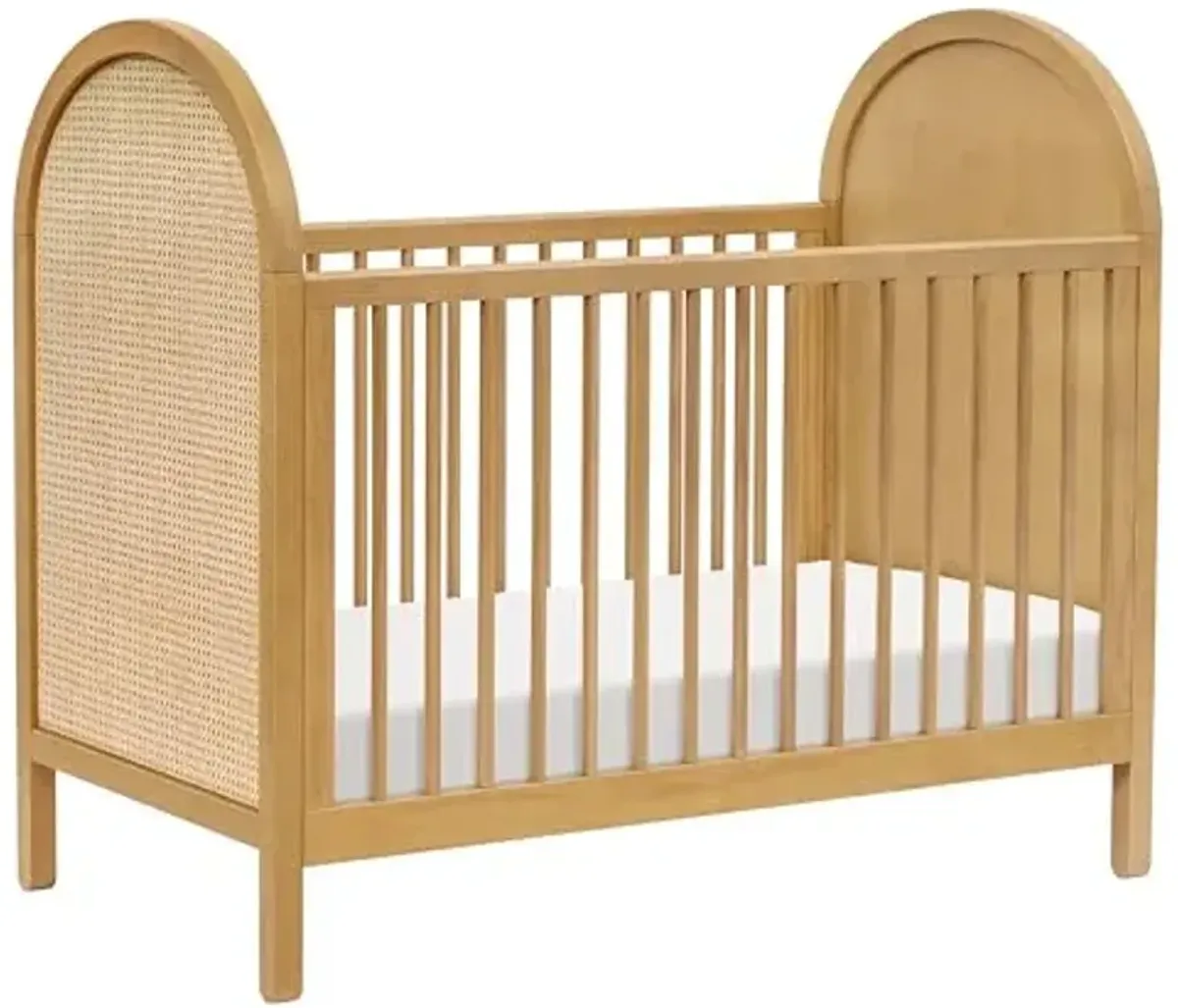babyletto Bondi Cane 3-in-1 Convertible Baby Crib - GREENGUARD Gold Certified Convertible Crib to Toddler Bed & Daybed - Wooden Baby Bed with 4 Adjustable Heights - Made of 100% Solid Wood - Honey