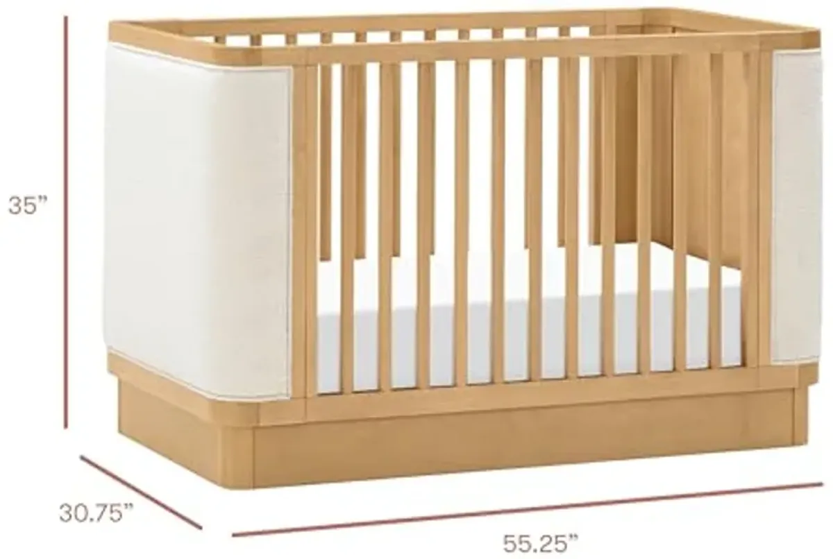 Babyletto Bondi Boucle 4-in-1 Convertible Crib with Toddler Bed Conversion Kit in Honey with Ivory Boucle, Greenguard Gold Certified