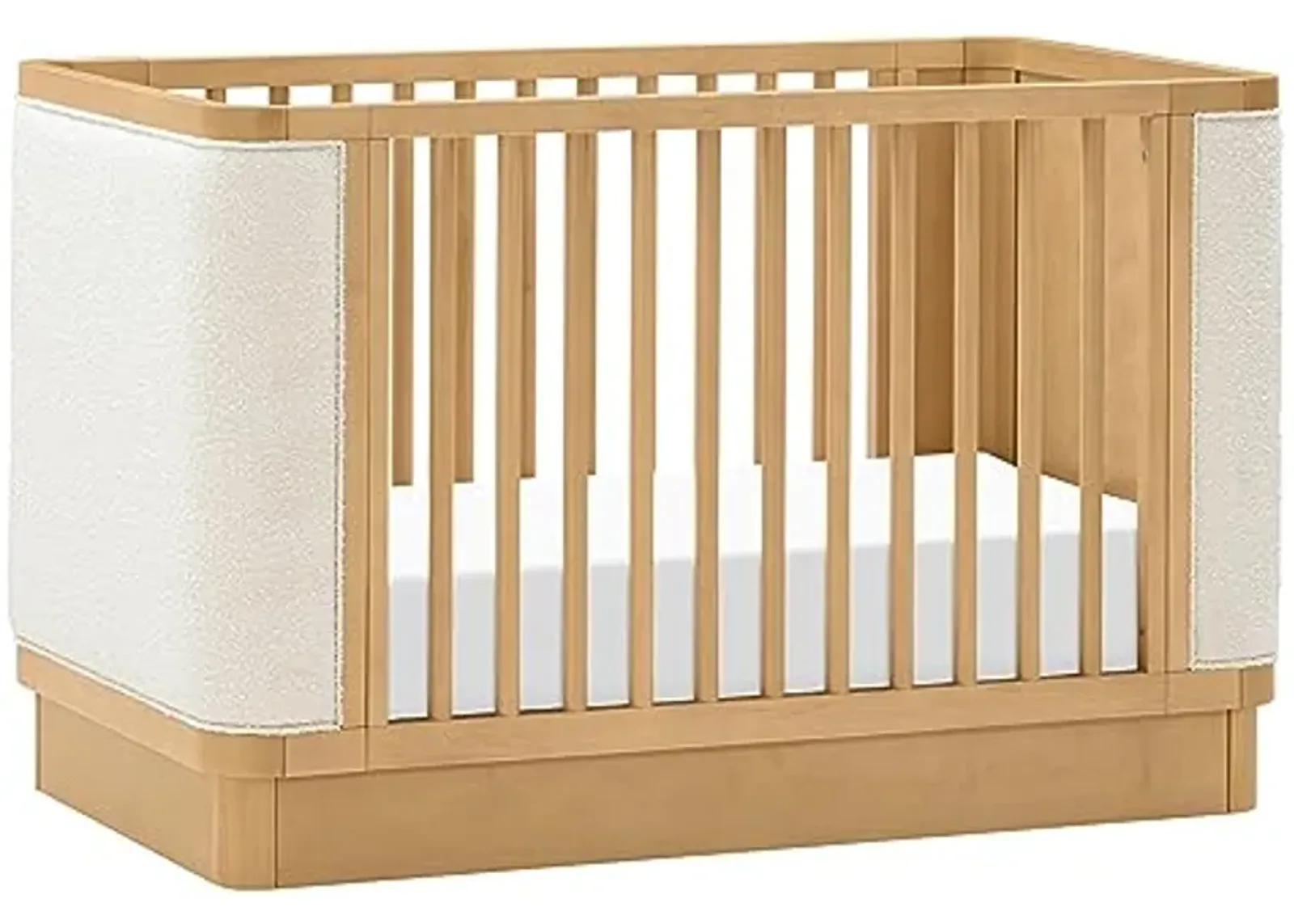 Babyletto Bondi Boucle 4-in-1 Convertible Crib with Toddler Bed Conversion Kit in Honey with Ivory Boucle, Greenguard Gold Certified