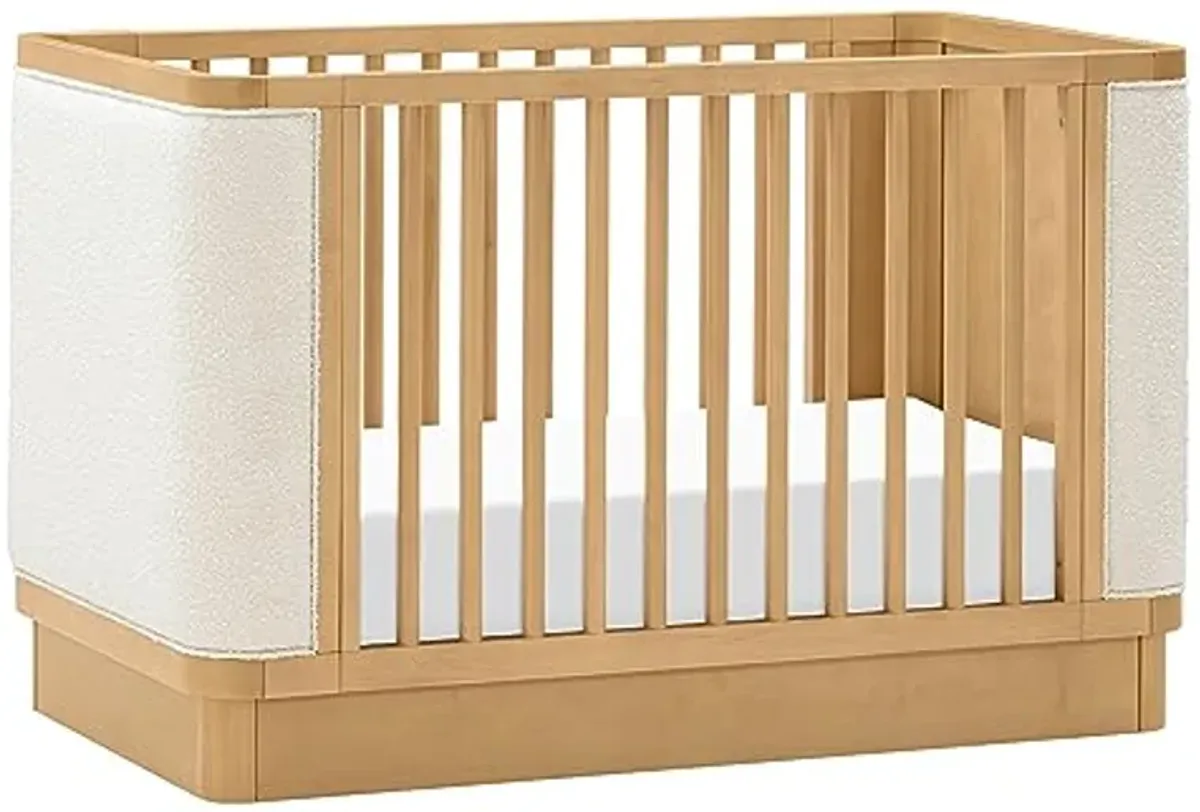 Babyletto Bondi Boucle 4-in-1 Convertible Crib with Toddler Bed Conversion Kit in Honey with Ivory Boucle, Greenguard Gold Certified