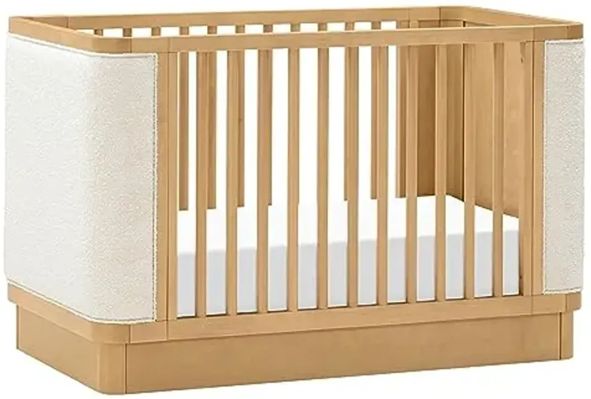 Babyletto Bondi Boucle Baby Crib - 4-in-1 Crib Convertible to Toddler Bed, Daybed & Junior Bed - GREENGUARD Certified, Made of 100% Solid Wood Baby Bed w/4 Adjustable Heights - Honey & Ivory Boucle