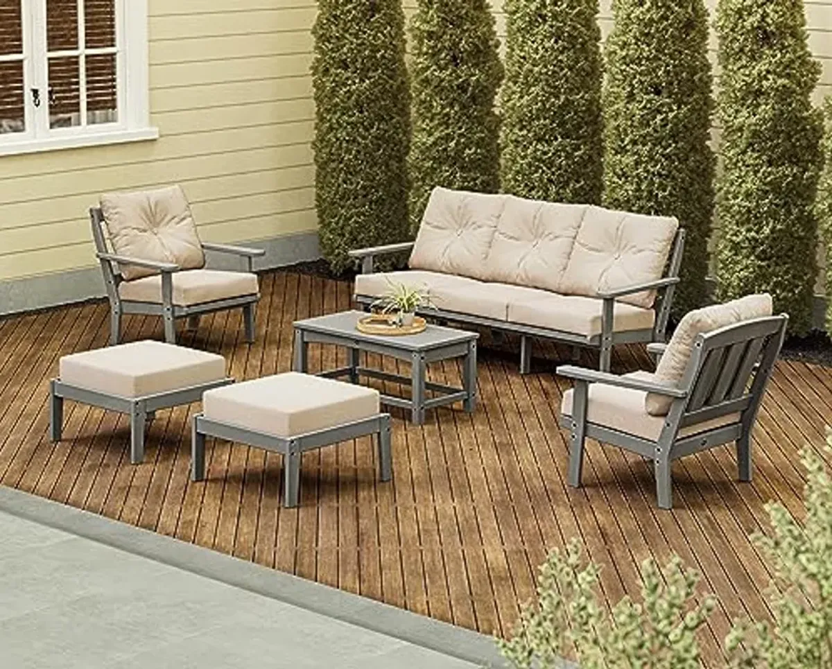 Trex Outdoor Furniture Cape Cod 6-Piece Lounge Sofa Set in Tree House/Dune Burlap