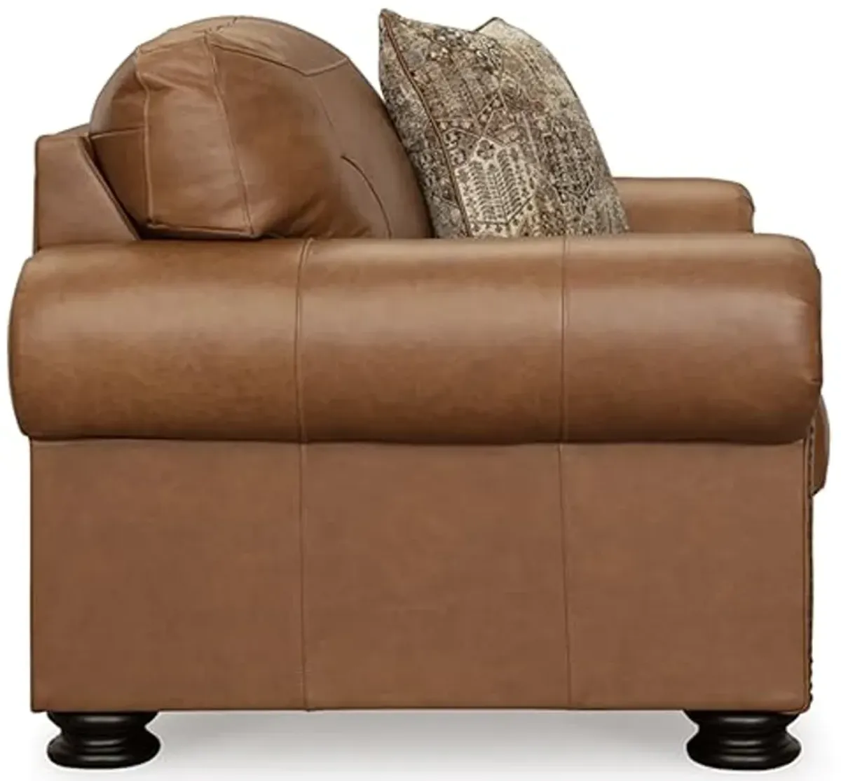 Signature Design by Ashley Carianna Contemporary Leather Match Upholstered Oversized Chair with Nailhead Trim and 1 Accent Pillow, Dark Brown