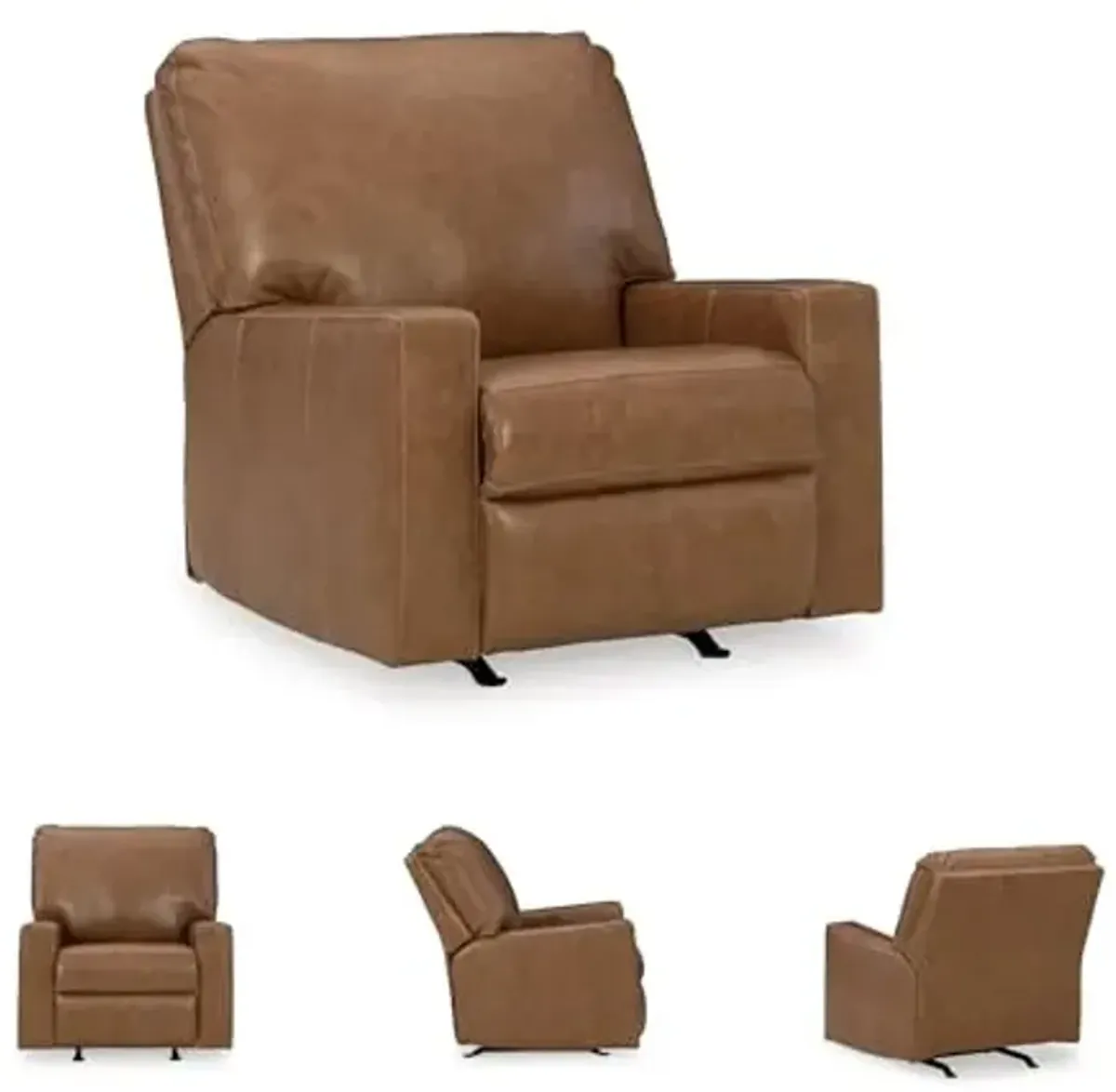 Signature Design by Ashley Bolsena Contemporary Leather Match Manual Rocker Recliner, Dark Brown