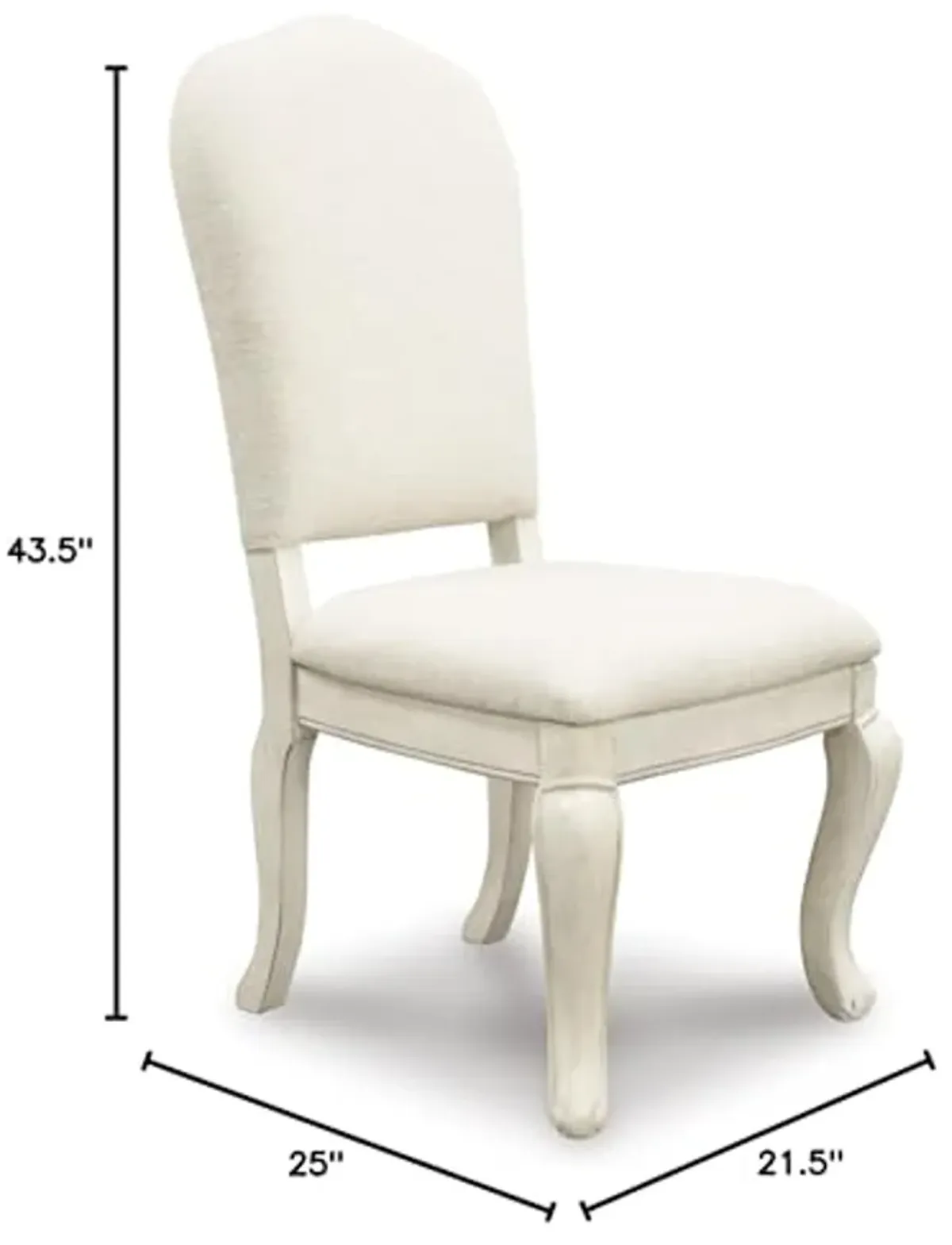 Signature Design by Ashley Arlendyne Classic Linen Upholstered Dining Side Chair, Set of 2, White