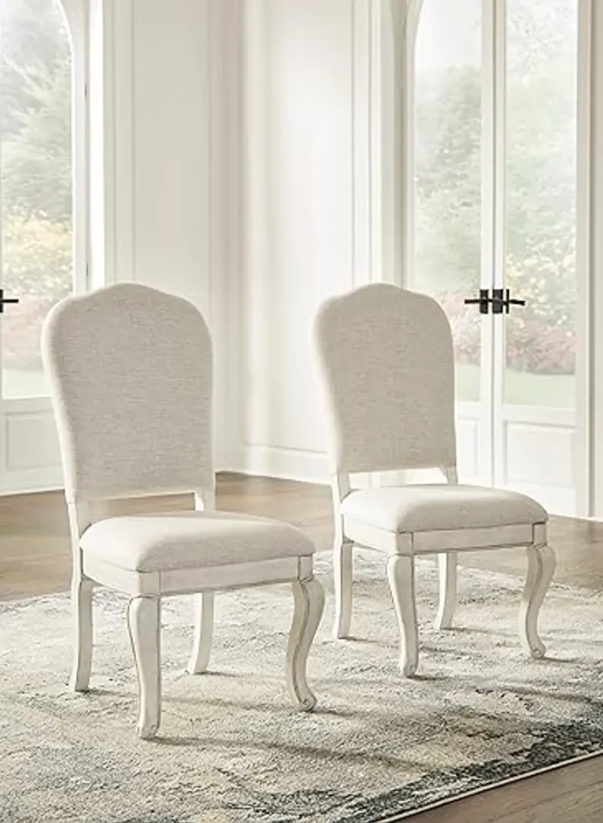 Signature Design by Ashley Arlendyne Classic Linen Upholstered Dining Side Chair, Set of 2, White