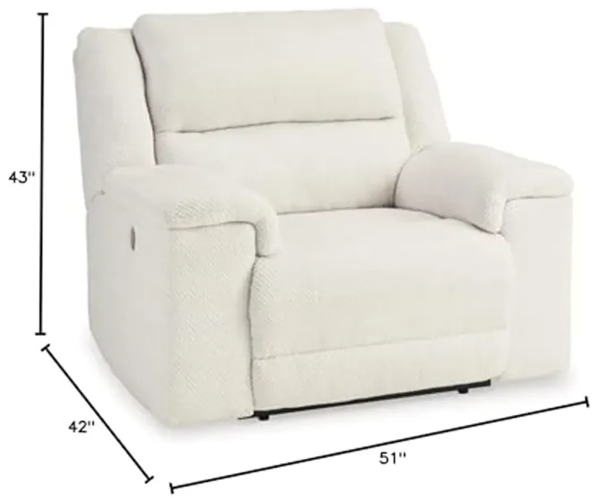 Signature Design by Ashley Keensburg Coastal Oversized Power Recliner with USB Ports, White