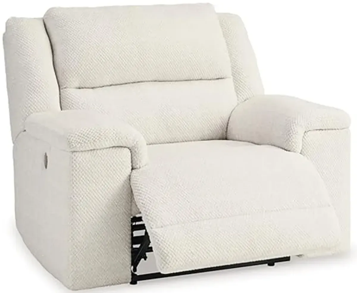 Signature Design by Ashley Keensburg Coastal Oversized Power Recliner with USB Ports, White