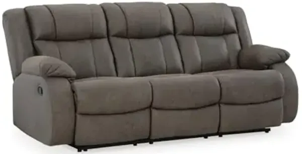 Signature Design by Ashley First Base Contemporary Faux Leather Manual Reclining Sofa, Gray