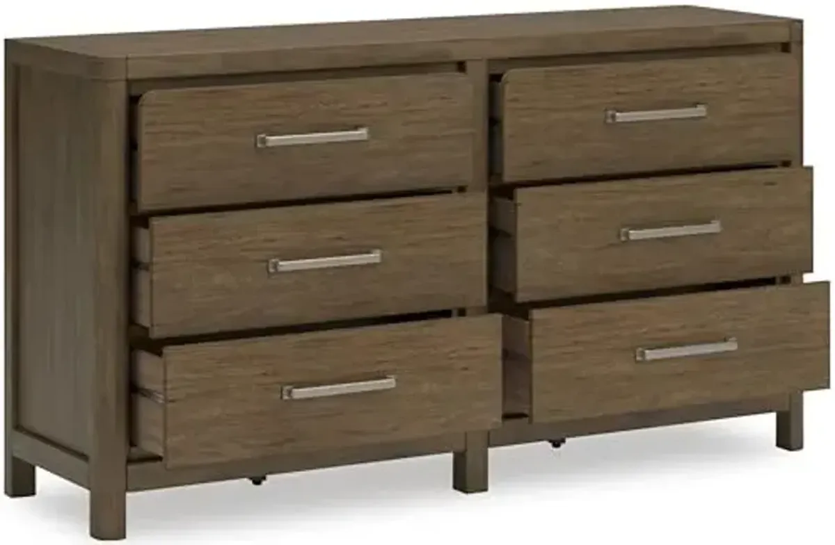 Signature Design by Ashley Cabalynn Casual 6 Drawer Dresser with Felt-lined Top Drawer for Bedroom, Light Brown