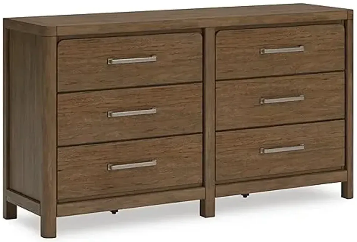 Signature Design by Ashley Cabalynn Casual 6 Drawer Dresser with Felt-lined Top Drawer for Bedroom, Light Brown