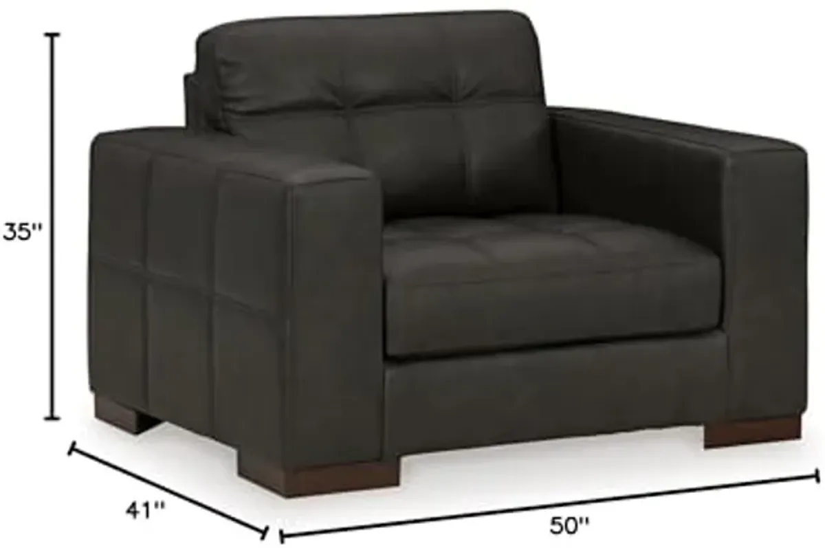 Signature Design by Ashley Luigi Modern Tufted Leather Match Upholstered Oversized Chair, Black