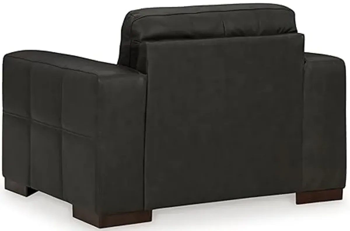 Signature Design by Ashley Luigi Modern Tufted Leather Match Upholstered Oversized Chair, Black