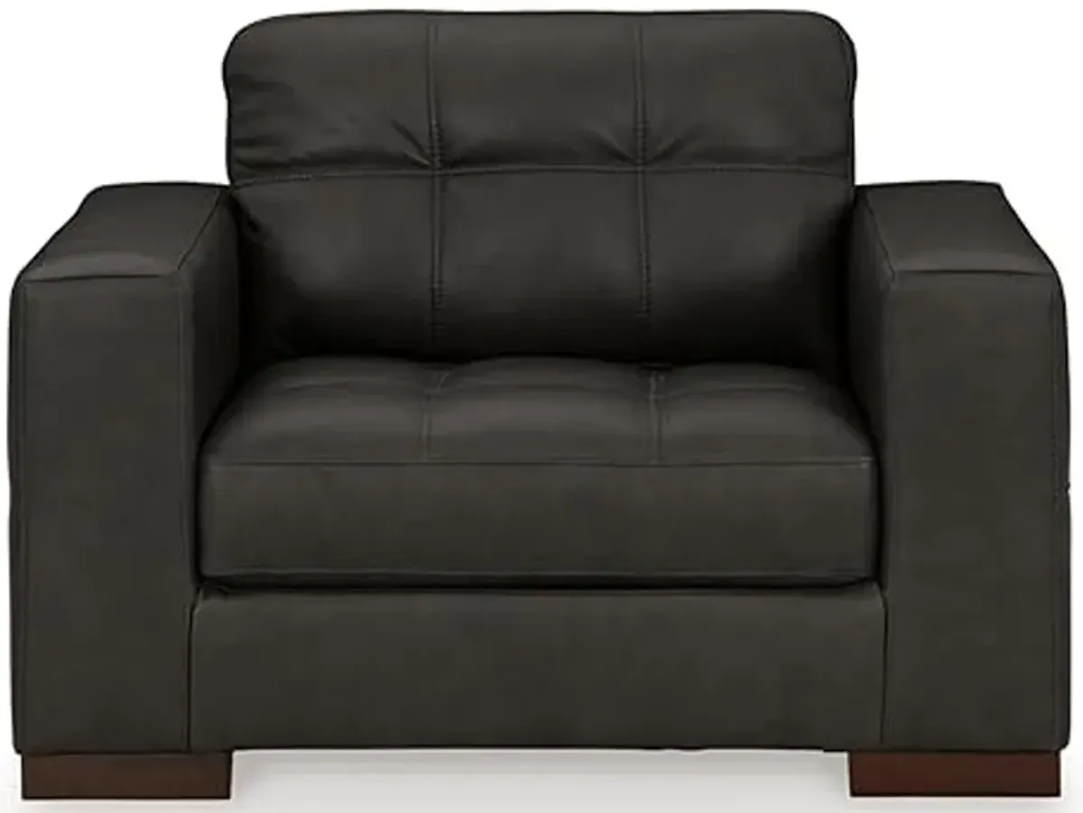 Signature Design by Ashley Luigi Modern Tufted Leather Match Upholstered Oversized Chair, Black