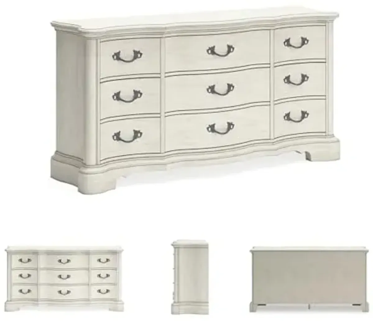 Signature Design by Ashley Arlendyne Traditional 9 Drawer Dresser with Felt-lined Top Drawer for Bedroom, White