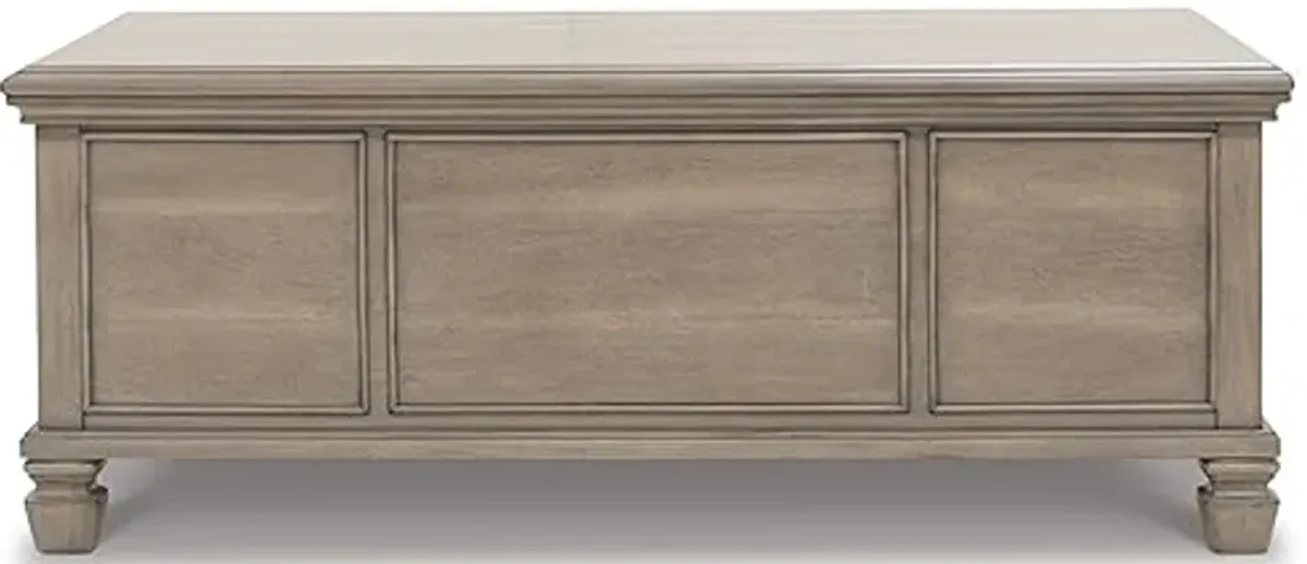 Signature Design by Ashley Lexorne Classic Cocktail Table with 2 Cabinets and 2 Drawers, Light Gray