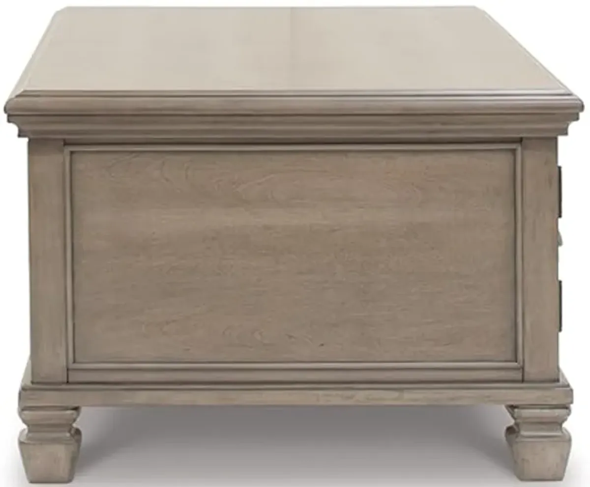 Signature Design by Ashley Lexorne Classic Cocktail Table with 2 Cabinets and 2 Drawers, Light Gray