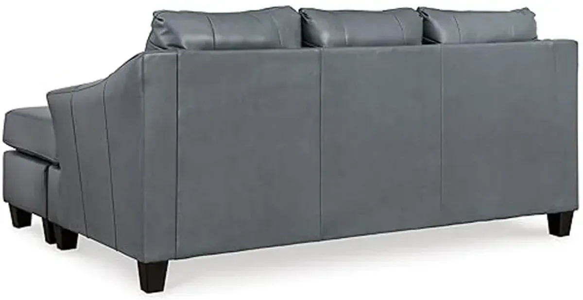 Signature Design by Ashley Genoa Modern Leather Sectional Sofa Couch with Chaise Lounge, Blue