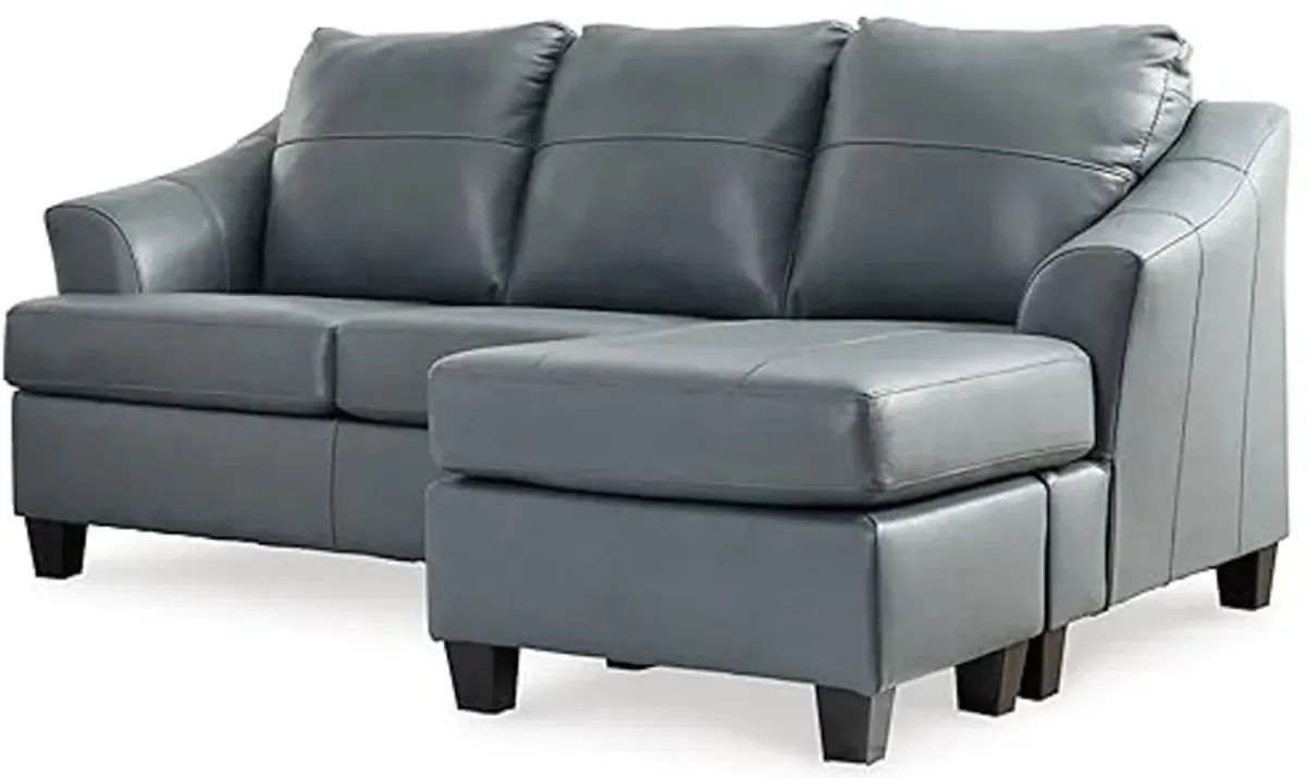 Signature Design by Ashley Genoa Modern Leather Sectional Sofa Couch with Chaise Lounge, Blue