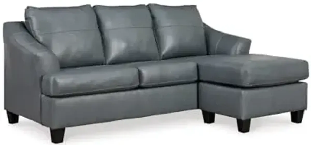Signature Design by Ashley Genoa Modern Leather Sectional Sofa Couch with Chaise Lounge, Blue