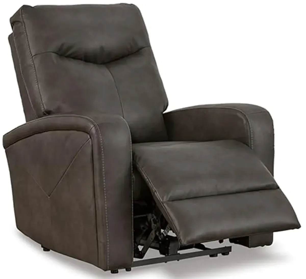 Signature Design by Ashley Ryversans Modern Faux Leather Wall Hugger Power Recliner with Adjustable Headrest with USB Ports, Dark Brown