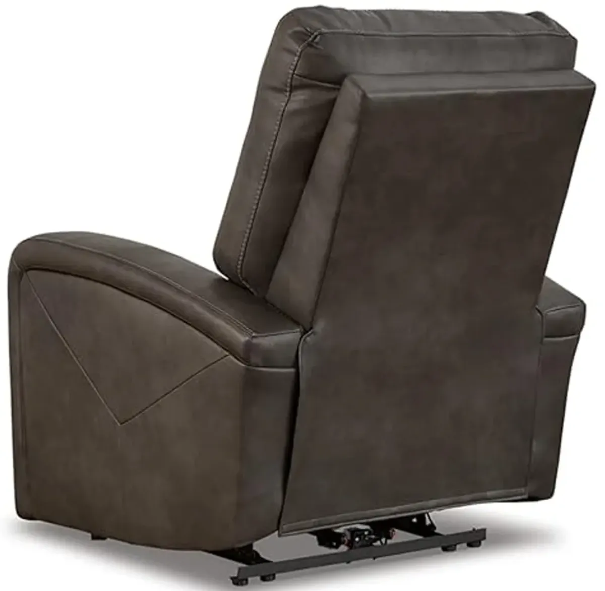 Signature Design by Ashley Ryversans Modern Faux Leather Wall Hugger Power Recliner with Adjustable Headrest with USB Ports, Dark Brown