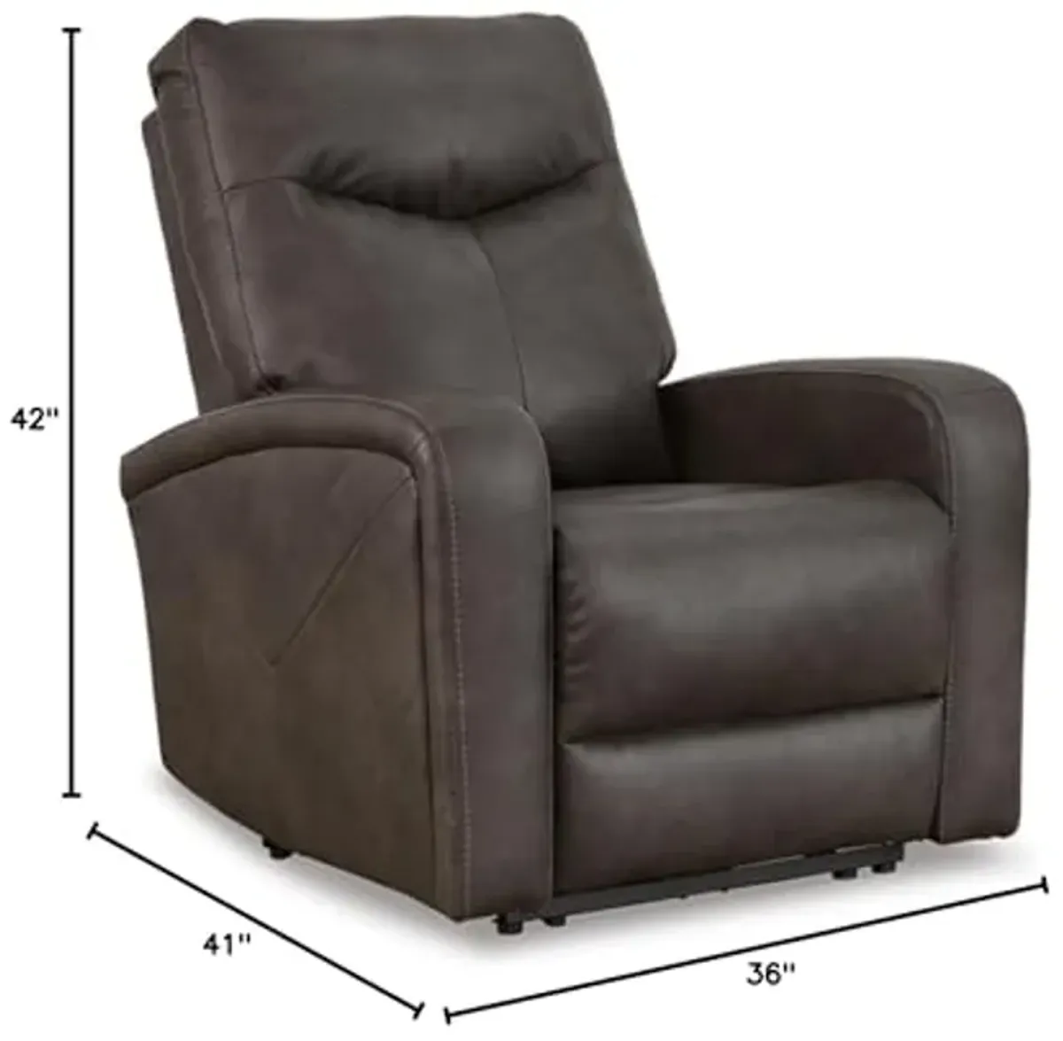 Signature Design by Ashley Ryversans Modern Faux Leather Wall Hugger Power Recliner with Adjustable Headrest with USB Ports, Dark Brown