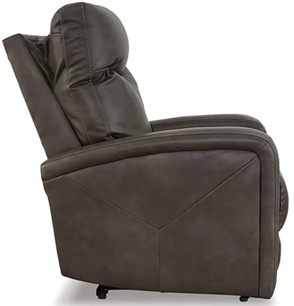 Signature Design by Ashley Ryversans Modern Faux Leather Wall Hugger Power Recliner with Adjustable Headrest with USB Ports, Dark Brown