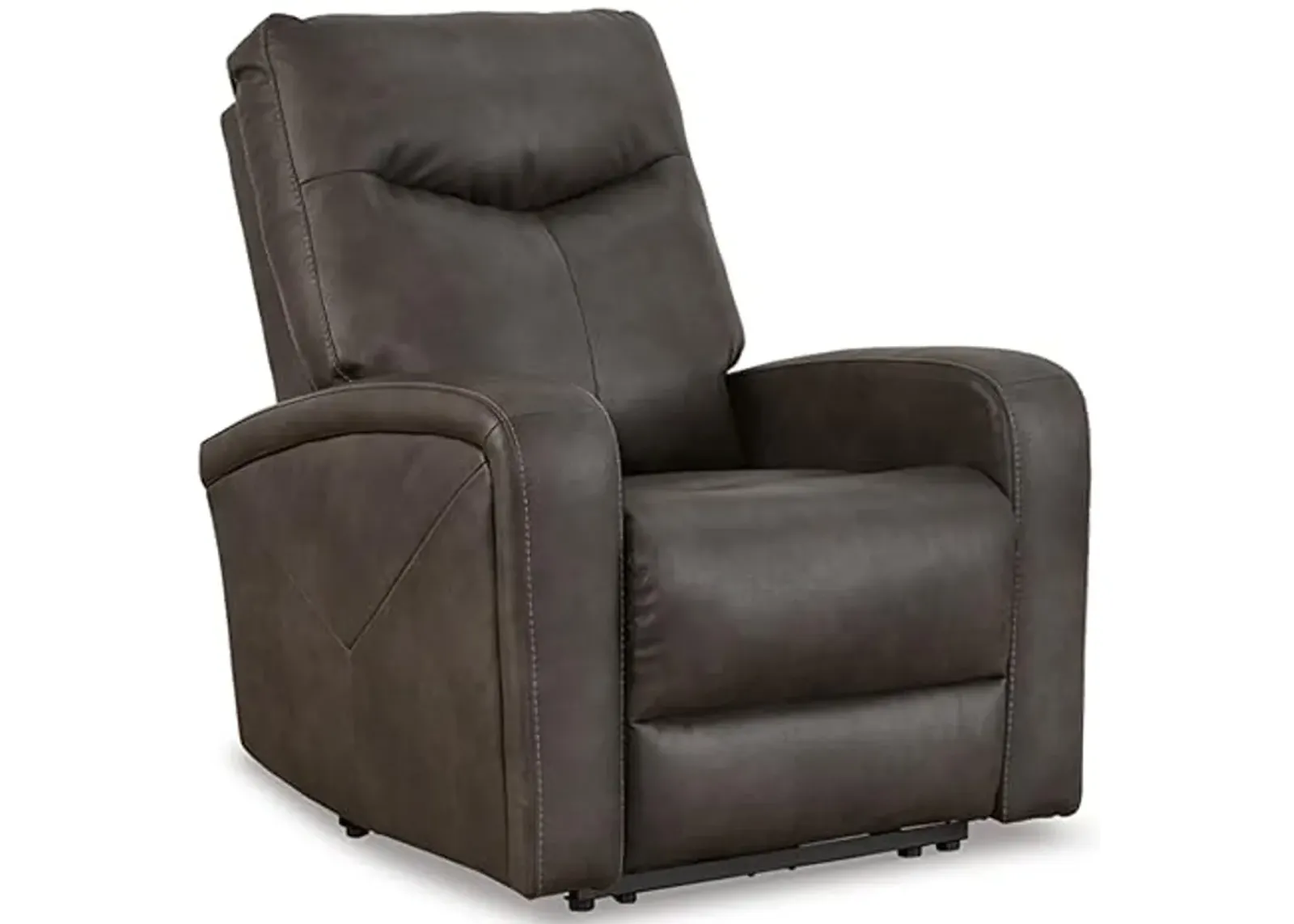 Signature Design by Ashley Ryversans Modern Faux Leather Wall Hugger Power Recliner with Adjustable Headrest with USB Ports, Dark Brown