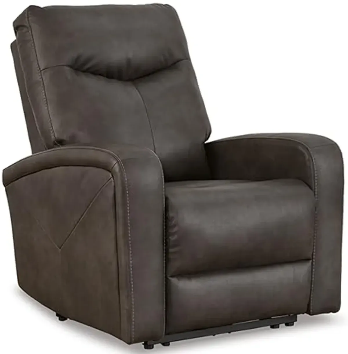 Signature Design by Ashley Ryversans Modern Faux Leather Wall Hugger Power Recliner with Adjustable Headrest with USB Ports, Dark Brown