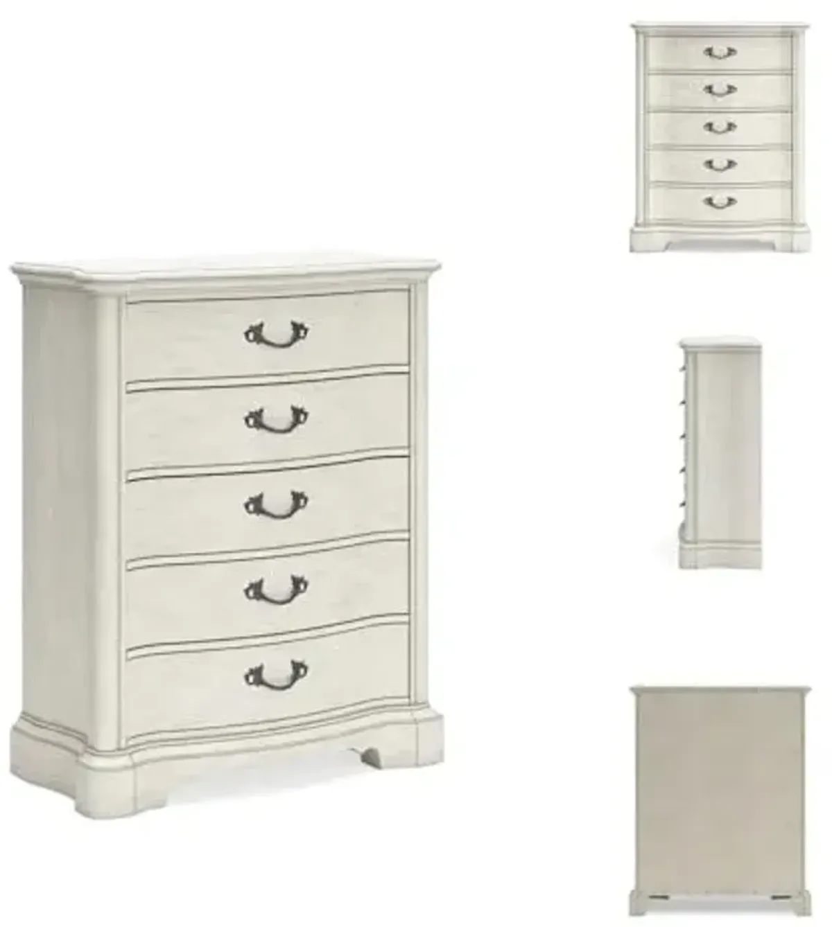 Signature Design by Ashley Arlendyne Traditional 5 Drawer Chest with Felt-lined Top Drawer for Bedroom, White