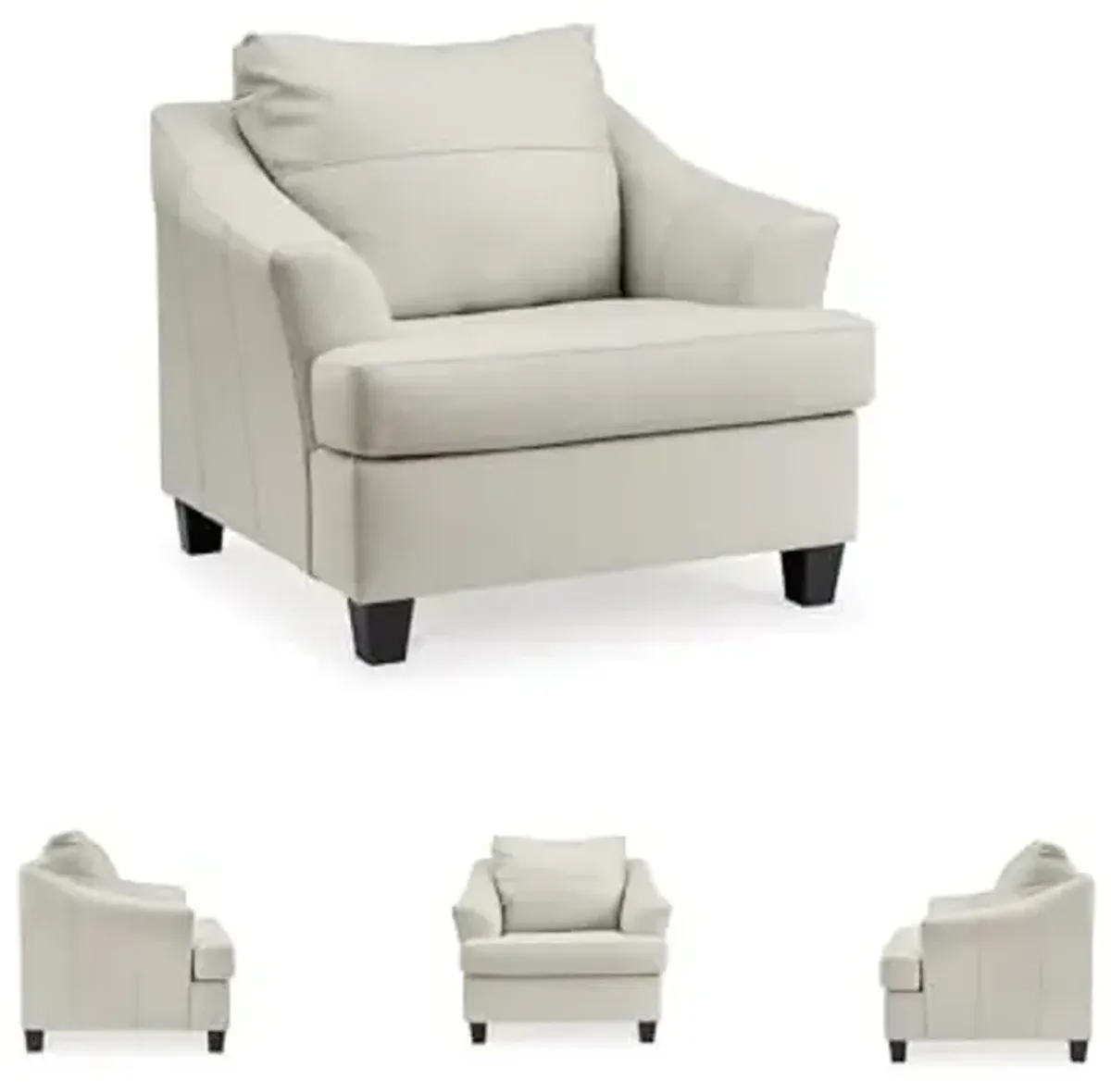 Signature Design by Ashley Genoa Contemporary Leather Match Upholstered Oversized Chair, White