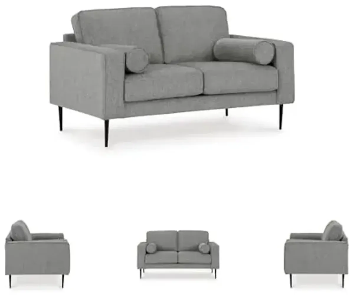 Signature Design by Ashley Hazela Casual Loveseat with 2 Bolster Pillows, Gray