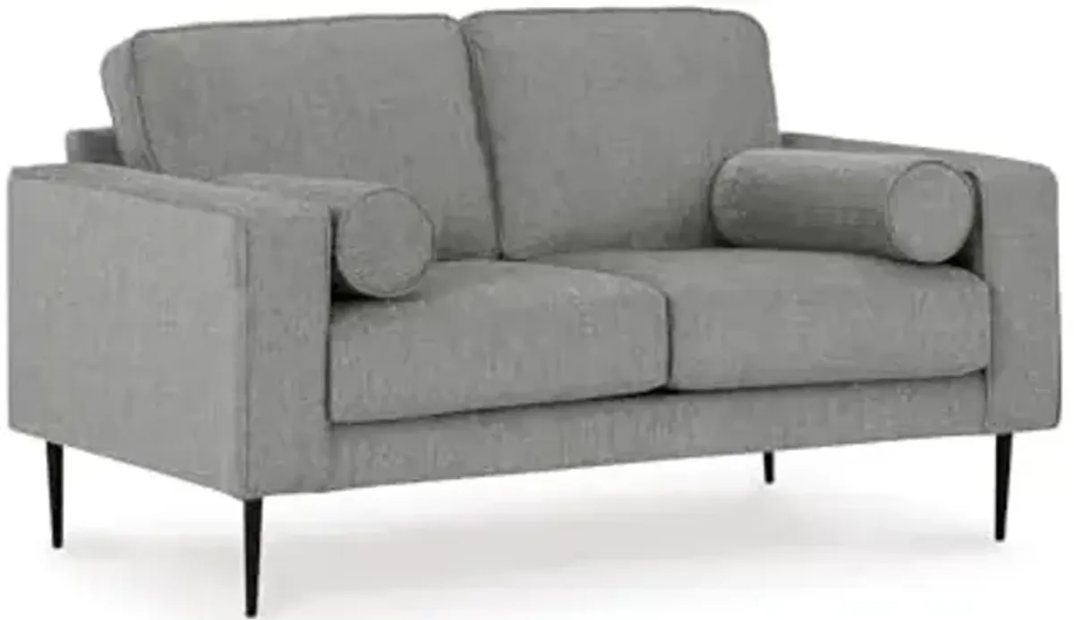Signature Design by Ashley Hazela Casual Loveseat with 2 Bolster Pillows, Gray