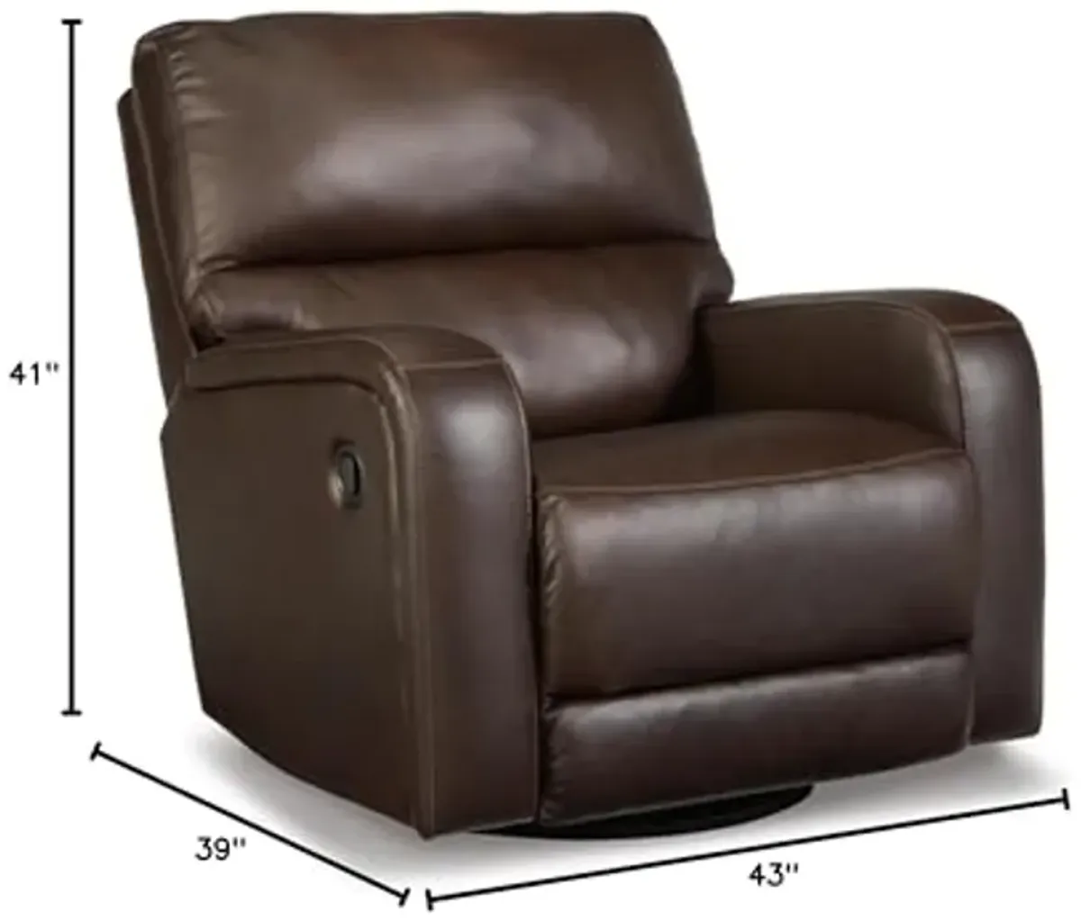 Signature Design by Ashley Emberla Contemporary Leather Match Manual Swivel Glider Rocker Recliner, Dark Brown