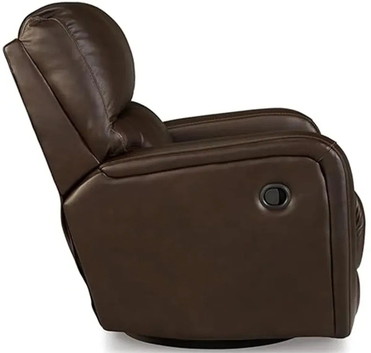 Signature Design by Ashley Emberla Contemporary Leather Match Manual Swivel Glider Rocker Recliner, Dark Brown